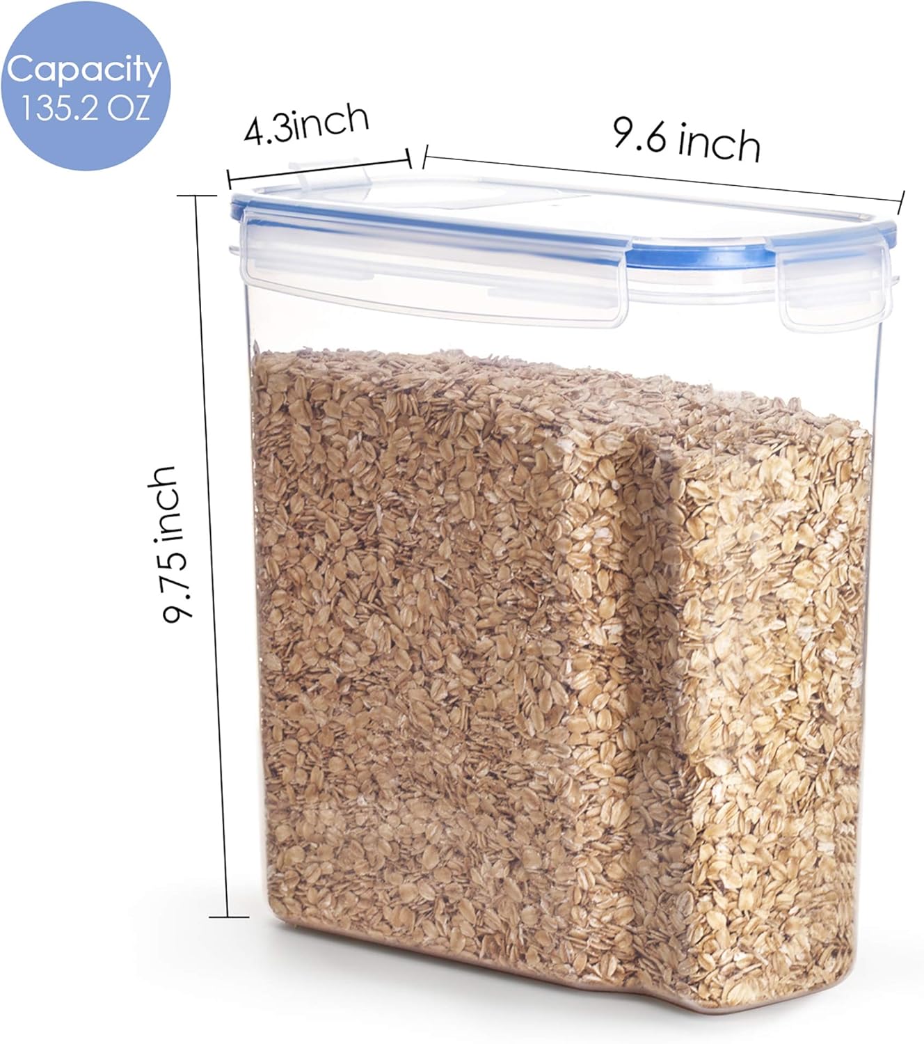 Vtopmart Cereal Storage Container Set, BPA Free Plastic Airtight Food Storage Containers 135.2 fl oz for Cereal, Snacks and Sugar, 4 Piece Set Cereal Dispensers with 24 Chalkboard Labels, Blue: Kitchen & Dining