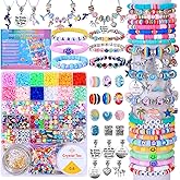 AIPRIDY 3600 Pcs Girls Toys Bracelet Making Kit, Unicorn/Mermaid Jewelry Activity, Flat College Style Beading for Friendship Jewelry Making, DIY Crafts for 4-12 Girls Birthday Christmas Gifts(Aqua)
