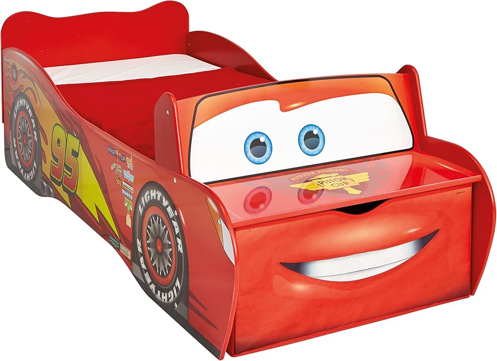 Disney Cars Lightning McQueen Toddler Bed with Storage, 140x70 cm
