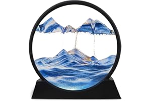 Twohua Moving Sand Art Quicksand Decor 3D Color Quicksand Picture Sand Art Liquid MotionSandscape Sandalier Hourglass Desk Toys for Office for Adults, Desk Fidgets Cool Office Gadgets,12",Blue