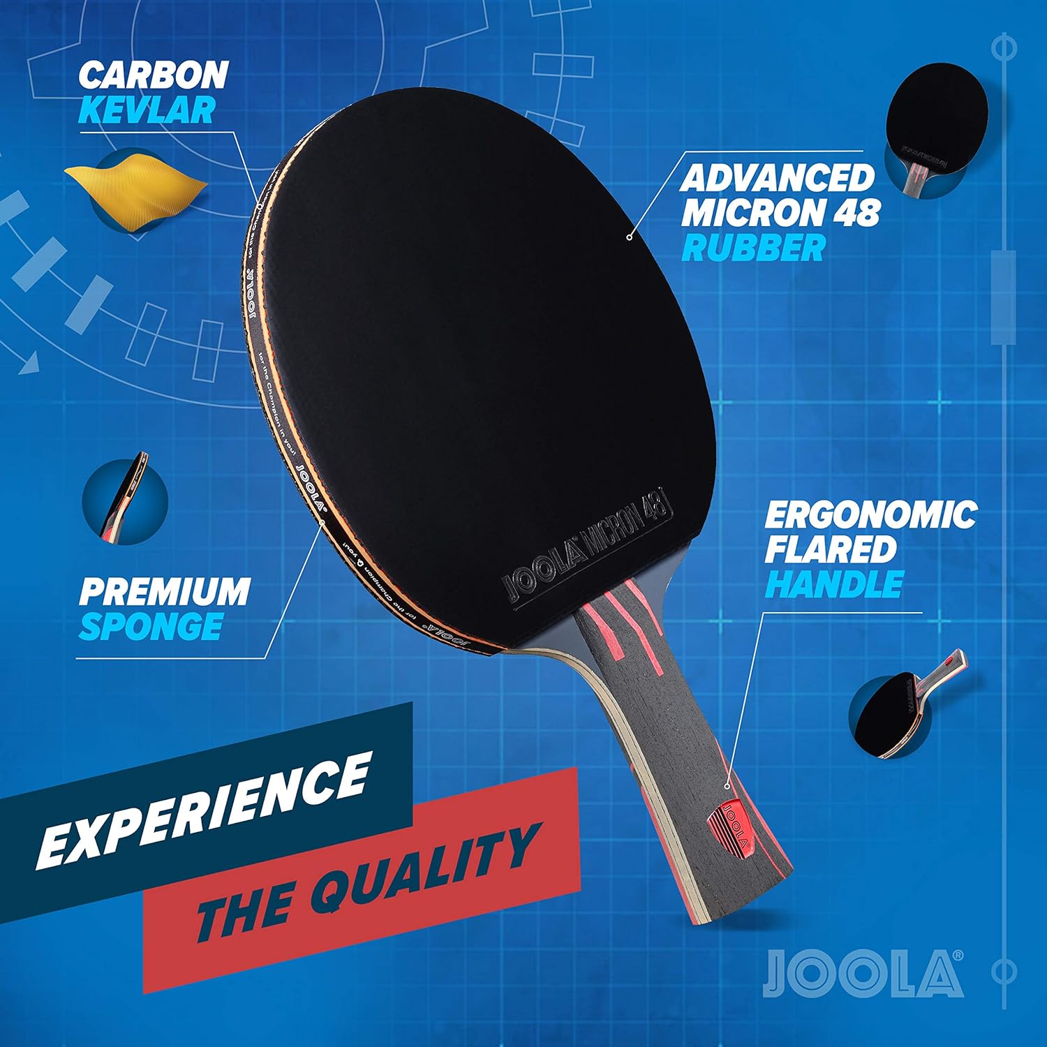 JOOLA Infinity Overdrive - Professional Performance Ping Pong Paddle with Carbon Kevlar Technology - Black Rubber on Both Sides - Competition Table Tennis Racket for Advanced Training - Extreme Speed : Sports & Outdoors