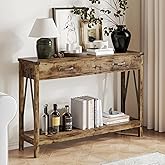 ChooChoo 47'' Farmhouse Console Table with Drawer, Entryway Table with Storage Shelf, Rustic A-Design Sofa Table for Hallway, Entrance, Living Room, Rustic Brown
