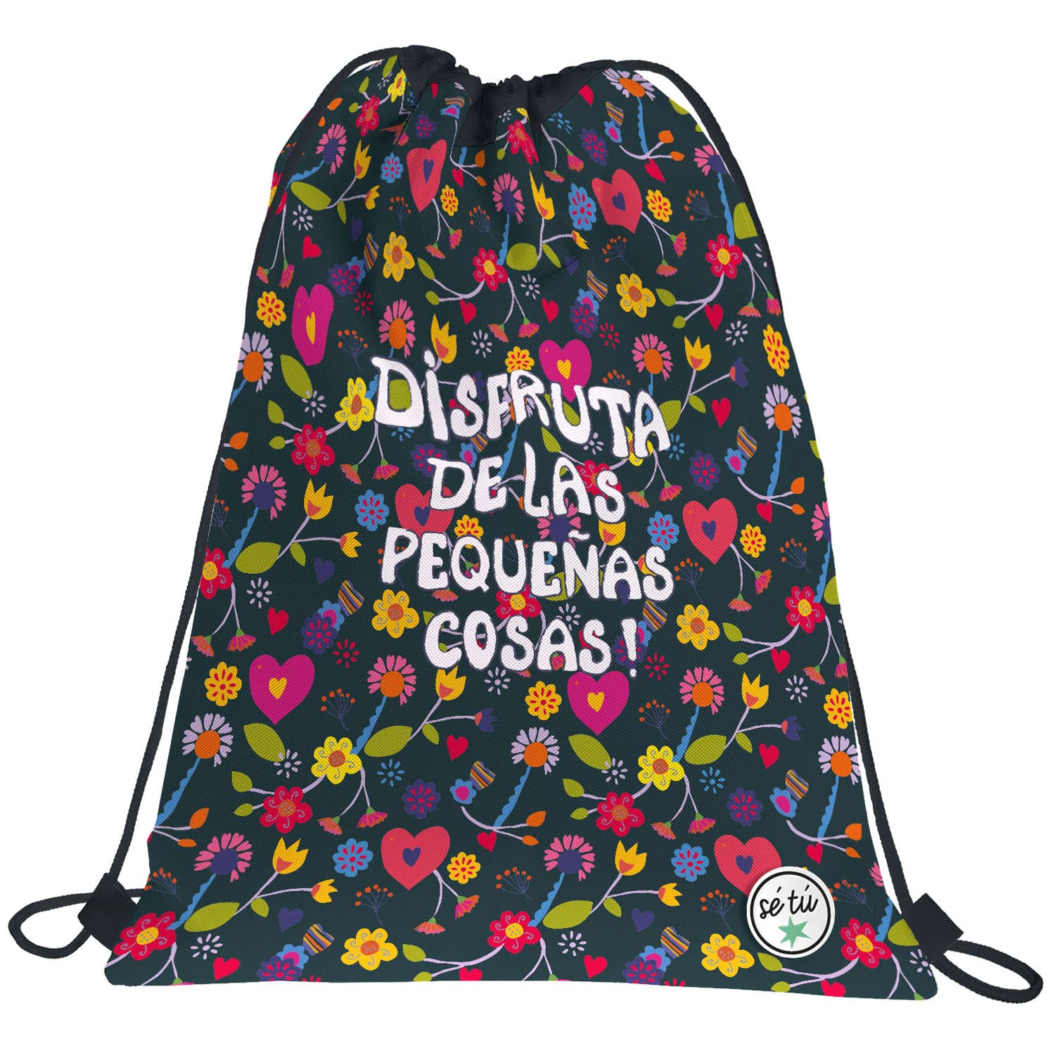 Grafoplás 37611110. Backpack Bag Strings, Outer Pocket, 36x47cm, Be You Collection, Enjoy, multicoloured, 36x47cm, School