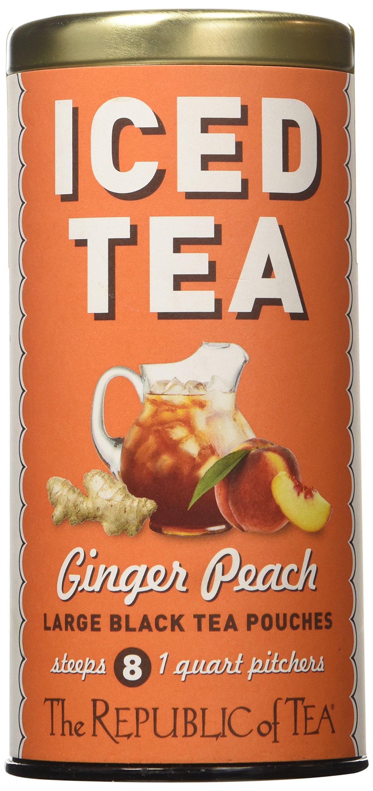 The Republic of Tea Ginger Peach Black Iced Tea, 8 Large Iced Tea