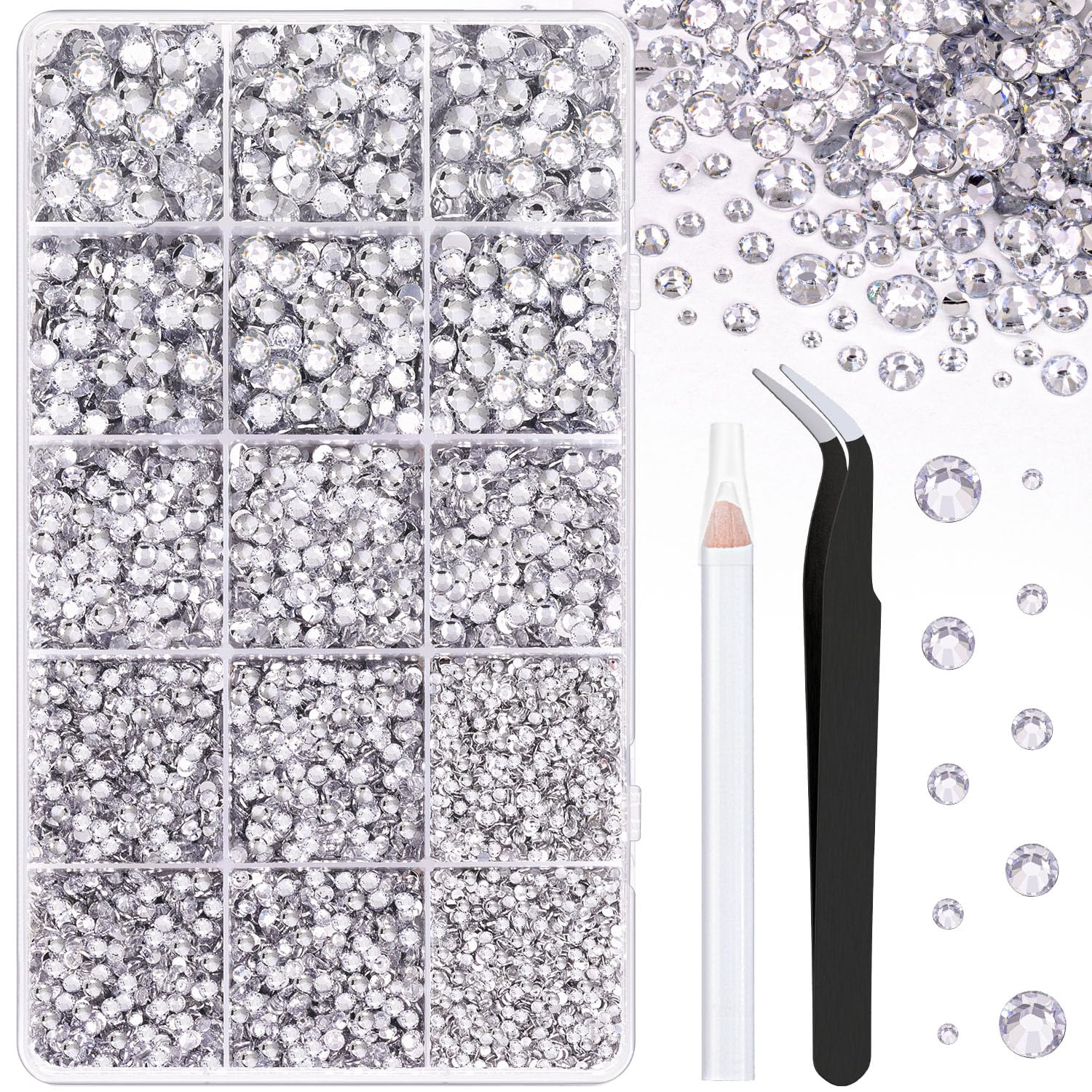 16000Pcs Resin Rhinestones with Tweezers for