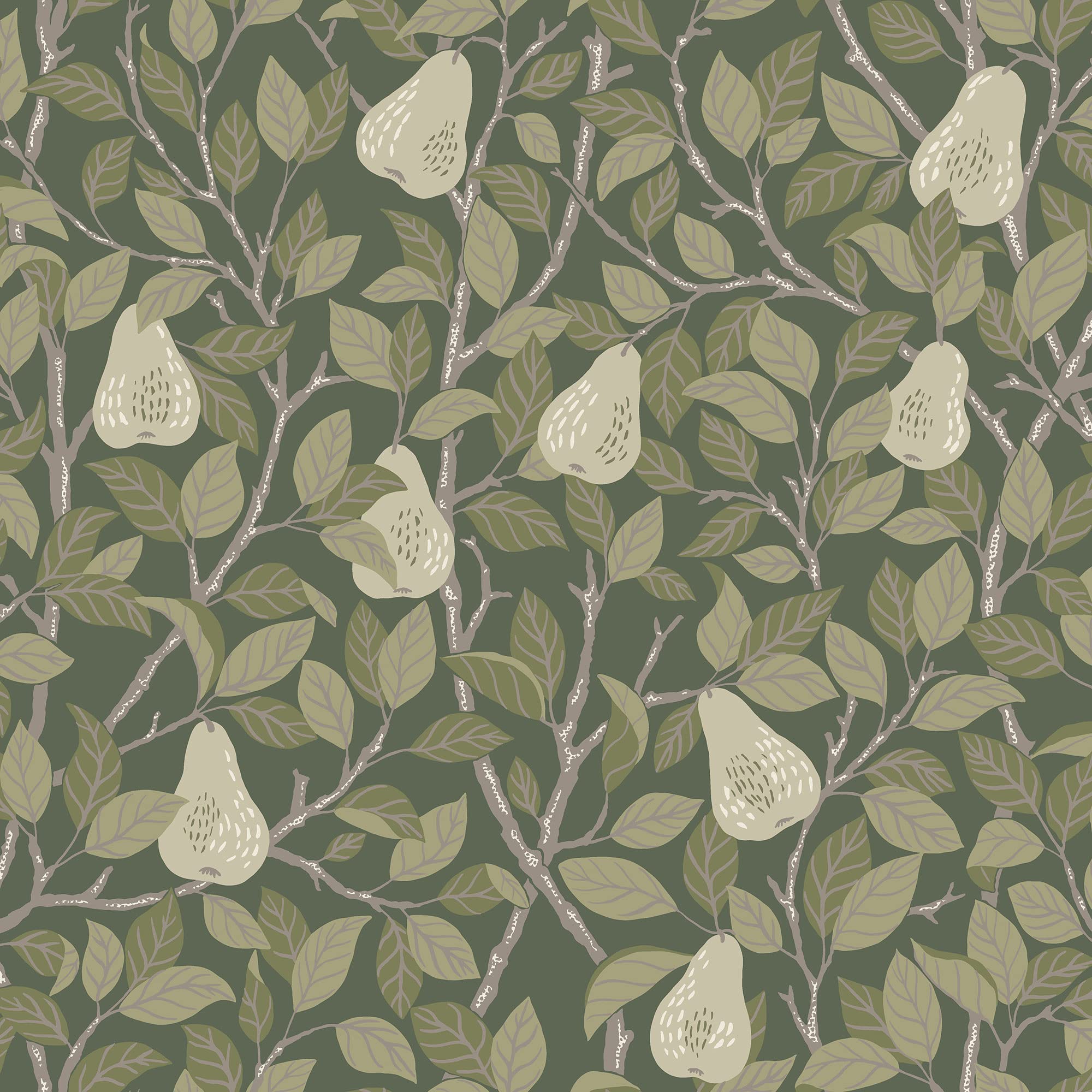 Galerie S13105 Sommarang Leaves and Pears Wallpaper, Green, 10.05m x 53cm