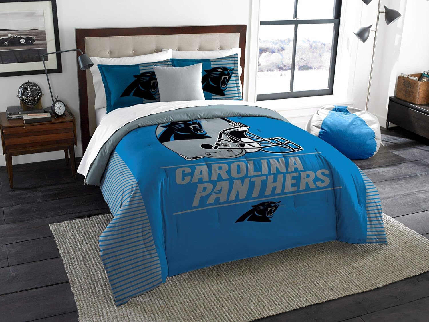 Amazon Com Northwest Company Carolina Panthers Draft King Printed Comforter Shams Set Sports Outdoors