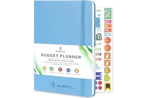 JUBTIC Budget Planner 2025, Budget Book and Monthly Bill Organizer, Financial Planner with Expense Tracker Notebook,Undated,12 Month, A5 Size, Sky Blue