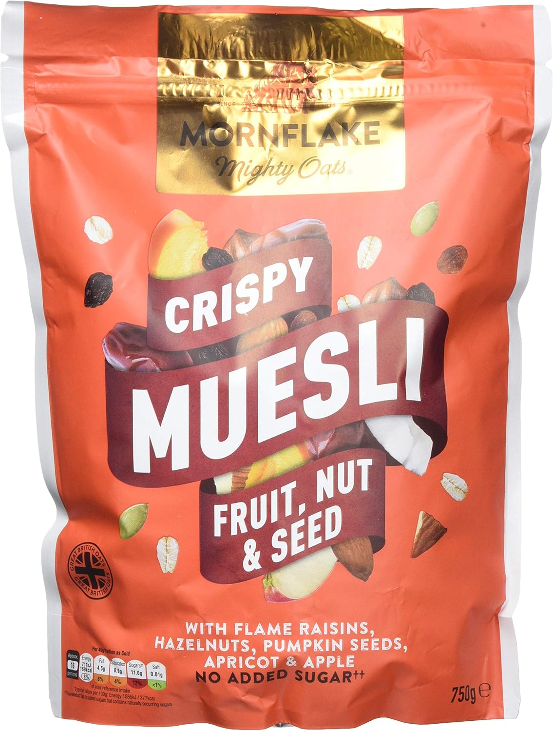 Mornflake Mighty Oats Crispy Fruit Nut and Seed Muesli, 750 g, Pack of
