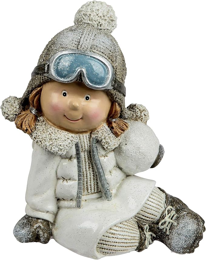 dekojohnson Figurine décorative pour enfant fille avec boule de neige Décoration de Noël