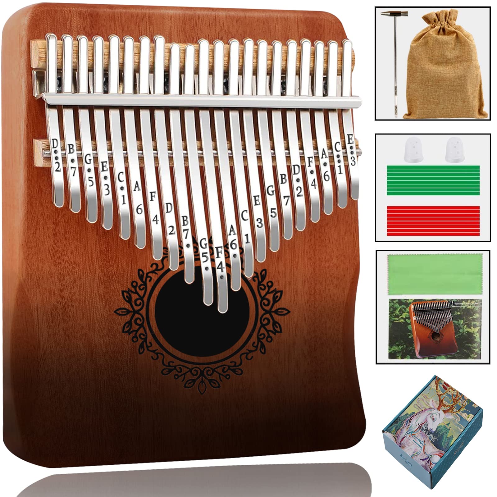 Kimi Kalimba Acrylic Thumb Piano 17 Keys with Tune... - Vicedeal