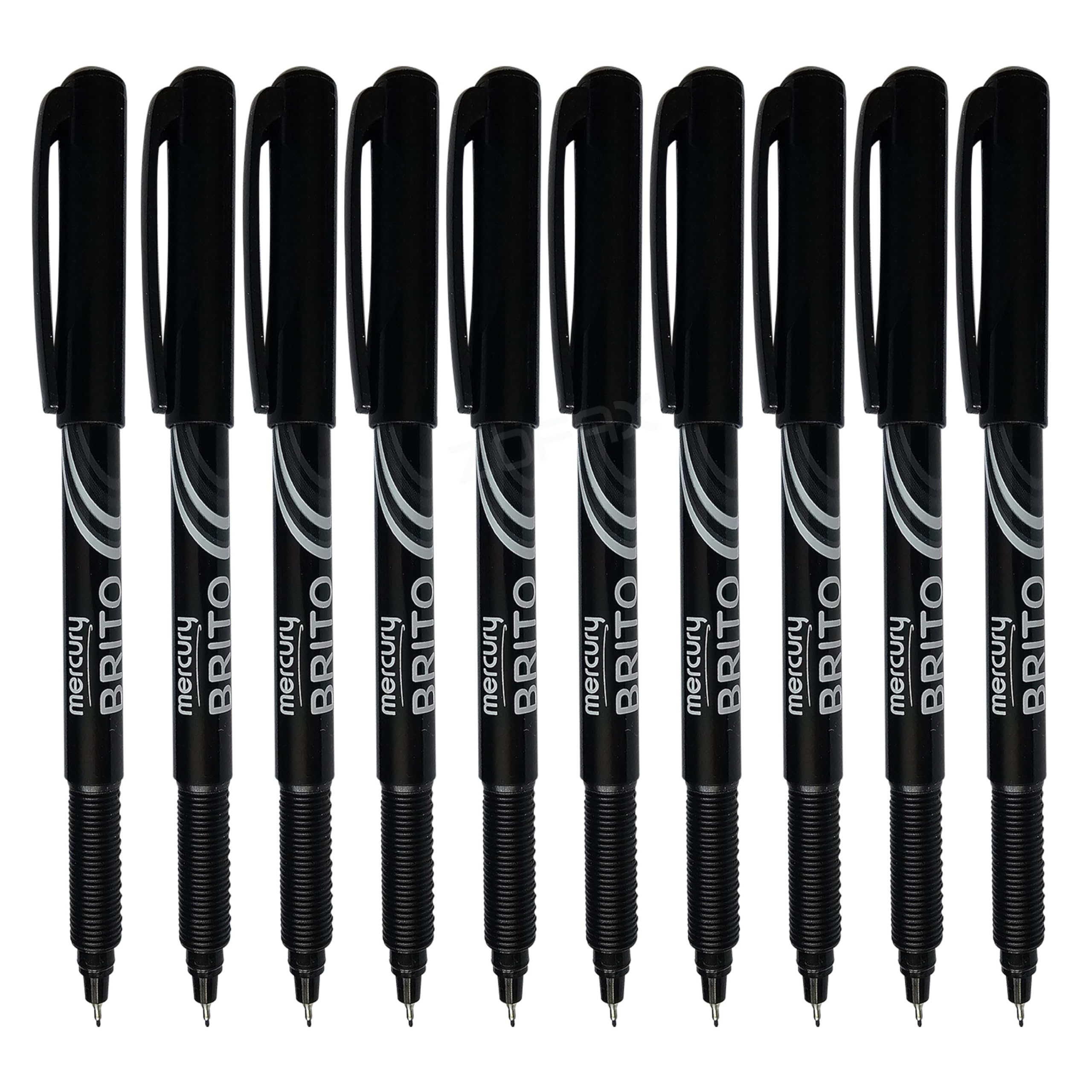 MERCURY Brito Fineliner Pens, BLACK, Ultra Fine Point (0.3mm), Pack of 10, Precision Lines, Ideal for Write Draw Sketch Colour Draft Mark