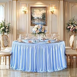 14ft Length Glitter Blue Table Skirt Rectangle