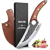 Huusk Chef Knives, Upgraded Viking Knife with Sheath Hand Forged Butcher Knife for Meat Cutting, Sharp Meat Cleaver for Kitchen and Outdoor, Gift for Men and Women