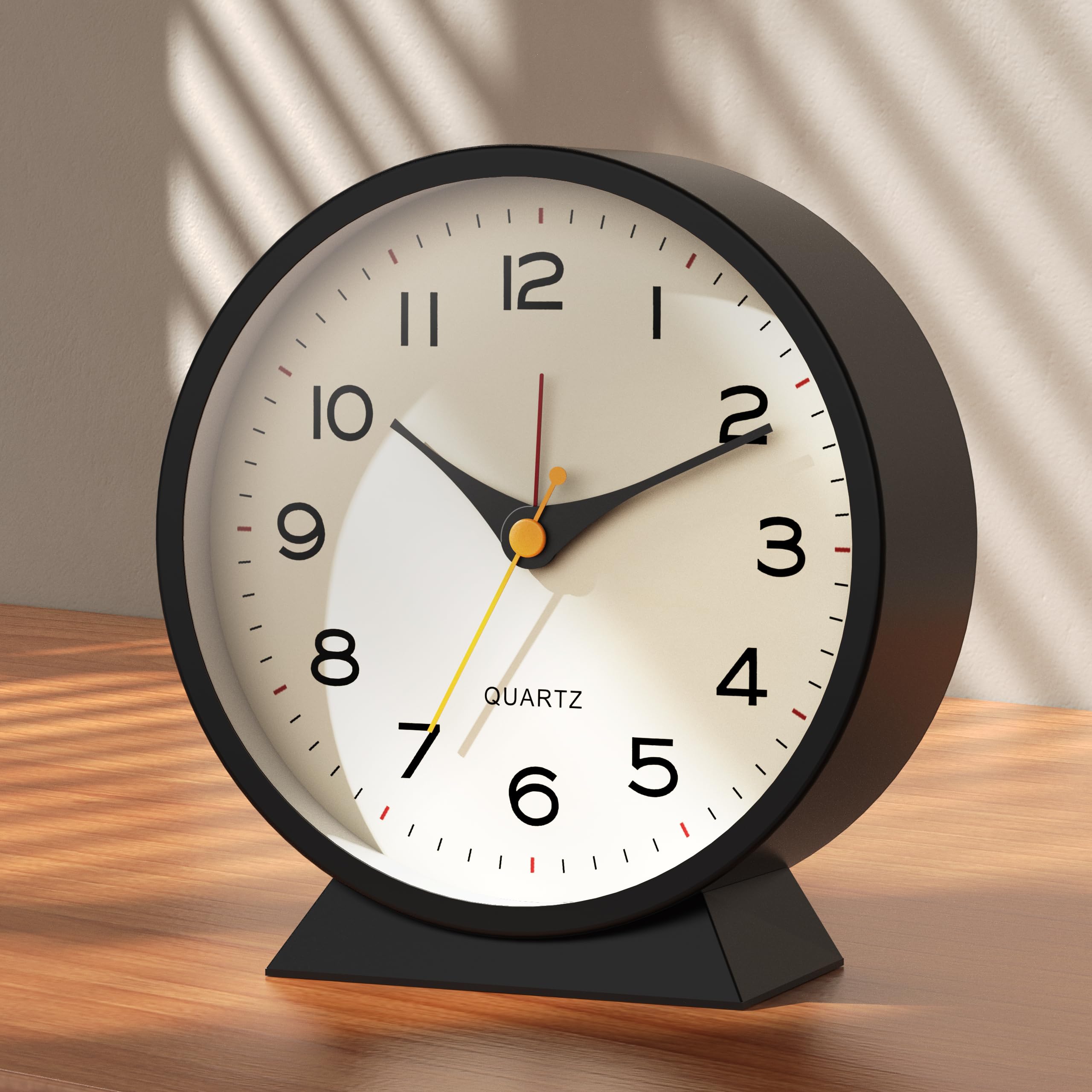 Photo 1 of AYRELY® 4.5" Analog Alarm Clock,Small Retro Desk Clock Battery Operated,Slient Metal Table Clock with Light for Living Room Decor,Bedroom,Bedside,Shelf (Black)