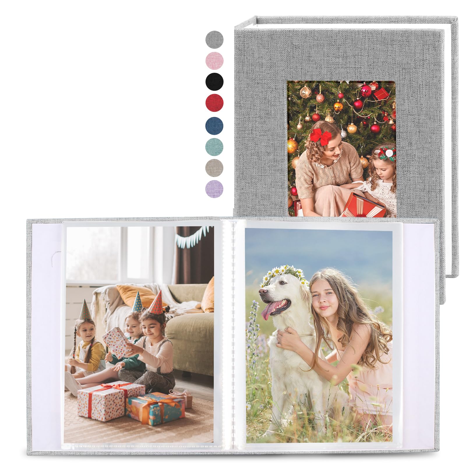 Photo 1 of vivinin 2 Pack Photo Album 4x6, Linen Cover Photo Book, Small Photo Album Book for 36 Pockets Hold 72 Pictures, Picture Book for Photos Family Anniversaries Baby Vacations?Gray