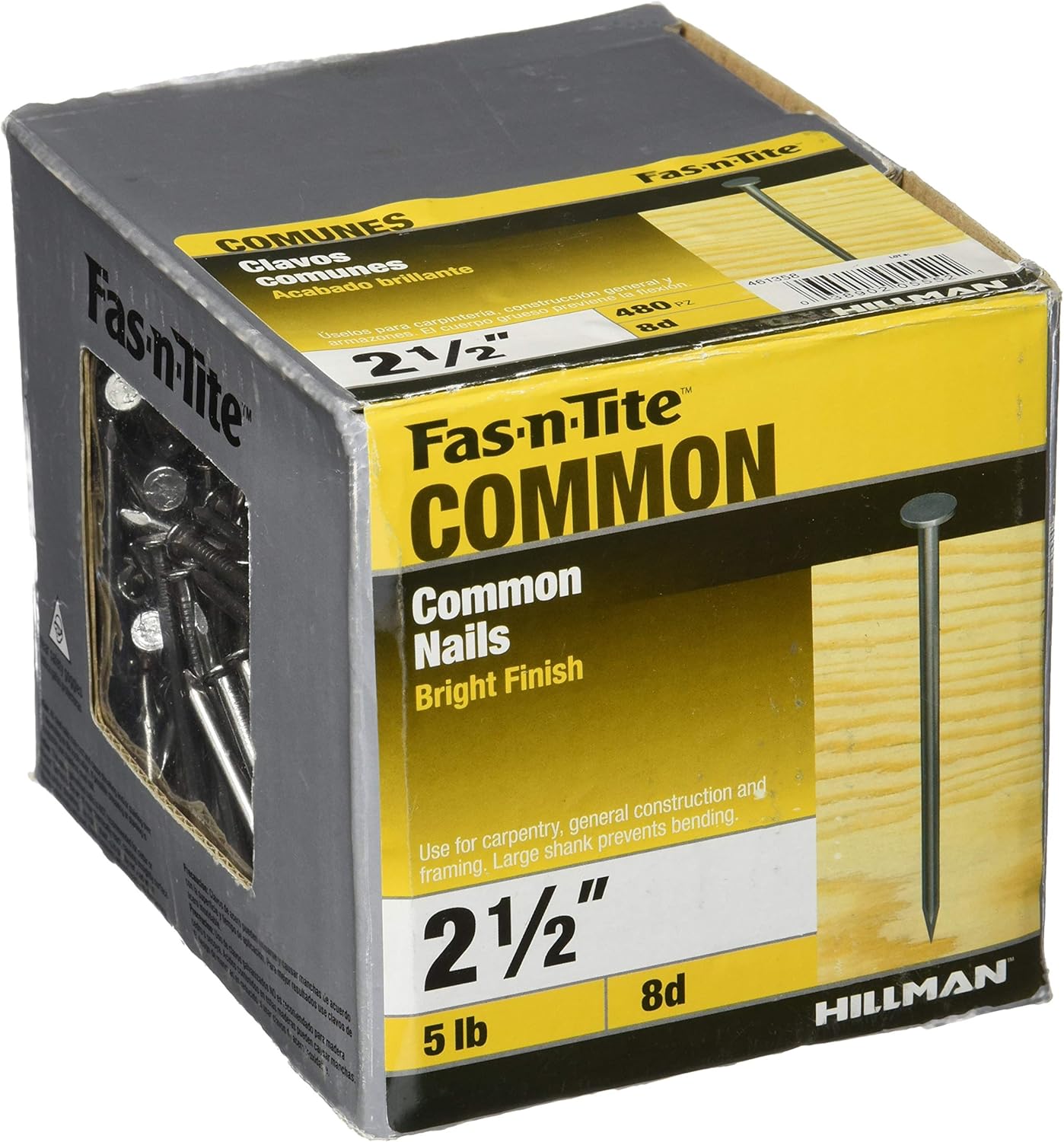 HILLMAN FASTENERS 461358 5 lb 2.5" 8D Bright Common Nail