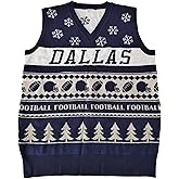 Dallas Sweater Vest,Men's/Women's V-Neck Knit Tank Top,Adult Knit Vest,Sleeveless Knitted Sweater,Fashion Apparel for Sports Fans-Large