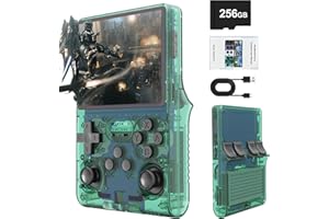 OROMVO R40S PRO Retro Gaming Console, 30000+ HD Games Handheld Game Console, 3800mAh Rechargeable Mini Retro Video Console with 256GB TF Card, Portable Pocket Arcade (Transparent Green)