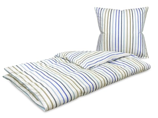 Dyckhoff Weichfrottier Bettwäsche Stefanie - Bettbezug mit Kissenhülle 1394.1938, ca. 135 x 200 + 80 x 80 cm, blau
