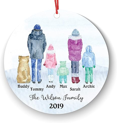 Amazon Com Familia Personalizada 5 6 Ninos Nino Nina Ninos Bebe Con Mascota Perro Gato Propietario Navidad Ornamento Padres Amantes De Mascotas Regalos Personalizados Retrato Piel Mama Papa Con Hermosa Escena De Nieve