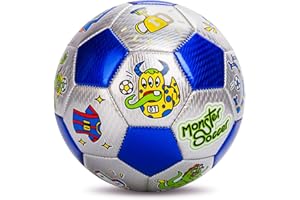 ZOOJOY Size 3 Soccer Ball for Kids, Glitter Ball Monster Soccer Gift for Toddlers Boys with Pump, Outdoor/Indoor Play Ball Toys for Baby Boys Girls Ages 2 3 4 5 6 7 8