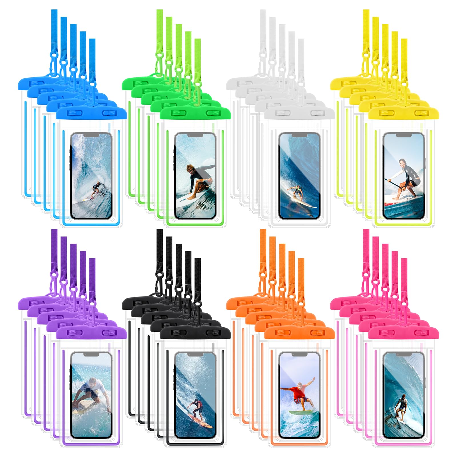 Photo 1 of 40 Pack Universal Waterproof Phone Pouch, Multicolor Waterproof Case Comp Compatible with iPhone 15 14 13 Pro Max XS Plus, Waterproof Phone Case Dry Bag with Phone Lanyard, Waterproof Phone Pouch Bluk