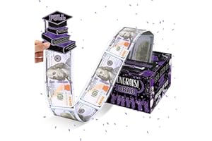 WAYYOGH Graduation Money Box for Cash Gift Pull,Purple Black Graduation Gift Surprise Money Box with Pull Out Happy Graduation Congrat Grad Card for Class of 2024 Graduation Party Supplies High School College