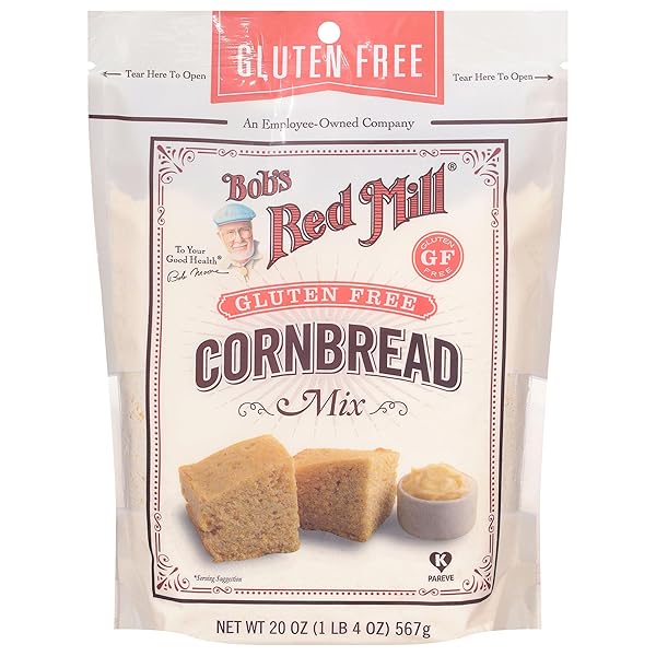 BOB’S RED MILL GLUTEN FREE CORNBREAD MIX, 20OZ (PACK OF 1) – GLUTEN FREE, KOSHER, PACKAGE MAKES ONE 9”X9” PAN OR 12 MUFFINS – MOIST, LIGHT TEXTURE