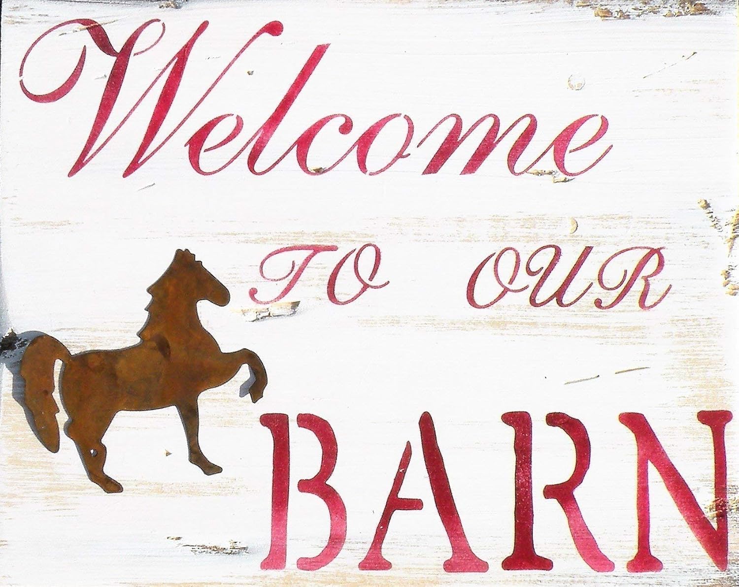 Amazon Com Welcome To Our Barn Handmade Rustic Wood Sign Hand