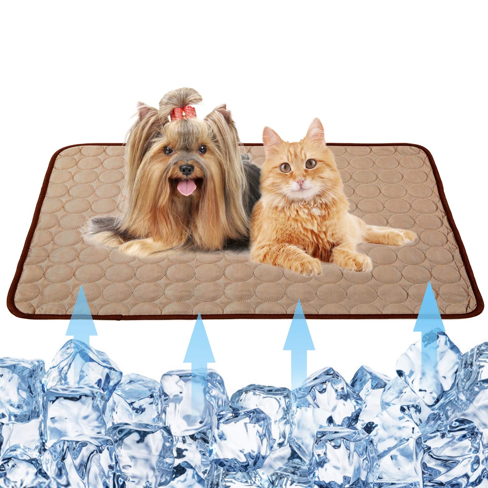 Dog Self Cooling Mat Pet,Breathable Summer Cooling Pads,WashableIce Silk Sleep Mat,Sleeping Kennel Mat Pad Non-Toxic Sleep Bed Mat for Large Dogs Cats Animal