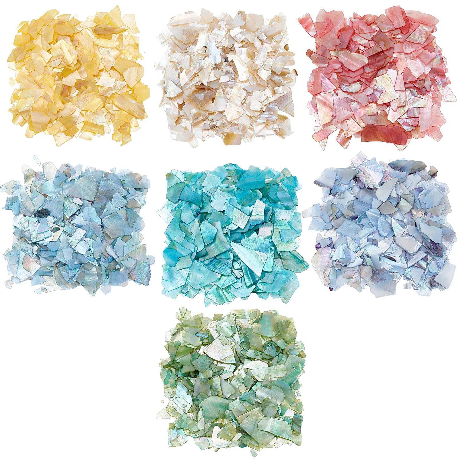 SUPERFINDINGS 120g 8 Colors Irregular Abalone Seashell Slices 3D Nail Art Sequins Nail Art Shell Slices 1~20x1~15mm Paua Shell Cabochons Nail Art Decorations DIY Nail Decorations