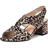 Heisnemca Womens Chunky Block Heels Sandals,Round Open Toe High Heeled Sandals,matte Slip On Ankle Strap Mid Sandals,leisure Dress Party Wedding Shoes 2 In