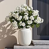 Artificial Geranium Flowers for Outdoors Geraniums Artificial Flowers Realistic Faux Geraniums for Planters Silk Geranium Indoor Fake Flowers Porch Home Kitchen Garden Decor No Vase (4PCS,White)