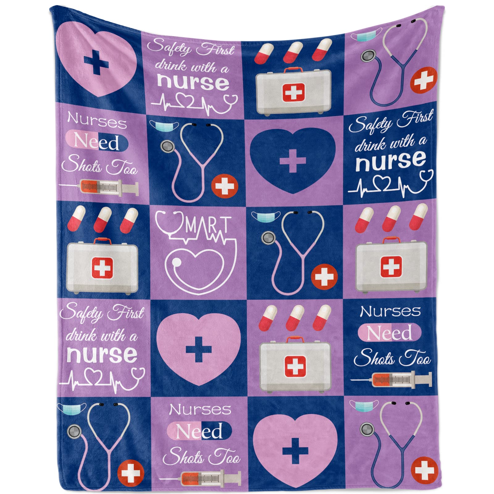 Nurse Gifts Soft Nurse Gifts for Women Throw Blanket, Gifts for Nurses, Nurses Week Gifts, Nurse Blanket, Fuzzy Cozy Fluffy Flannel Plush Fleece Nurse Throw Blankets for Couch Sofa ​Bed, 140X180cm