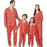 ANGELGGH Family Christmas PJs Matching Sets Long Sleeve Festival Party Pajamas Holiday Warm Sleepwear Couples Button Loungewear (Men, L, Red Gingerbread Man)