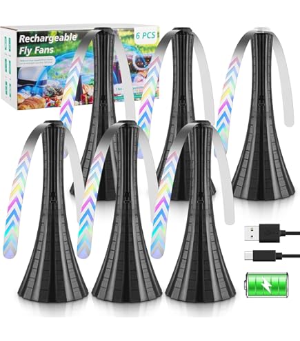 Ventilateur Anti-mouches Portable Rechargeable USB - Lot De 2 Avec Lumière LED Pour Table, Repas En Plein Air - 9