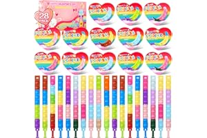 CINLILIAN Valentines Day Gifts for Kids,28Packs Valentine’s Cards with Pop Bracelets Fidget Toys, Pop Bubble Bracelet Stress Relief Sensory Toy for Kids Valentines Classroom School Exchange Party Favors Prizes