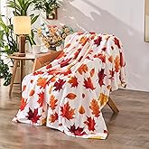 Jameswish Fall Leaf Throw Autumn Blanket Fall Birthday Gift for Women Mom Girls Thanksgiving Halloween Fall Leaves Throw for Couch Sofa Bed Chair 60"x80"