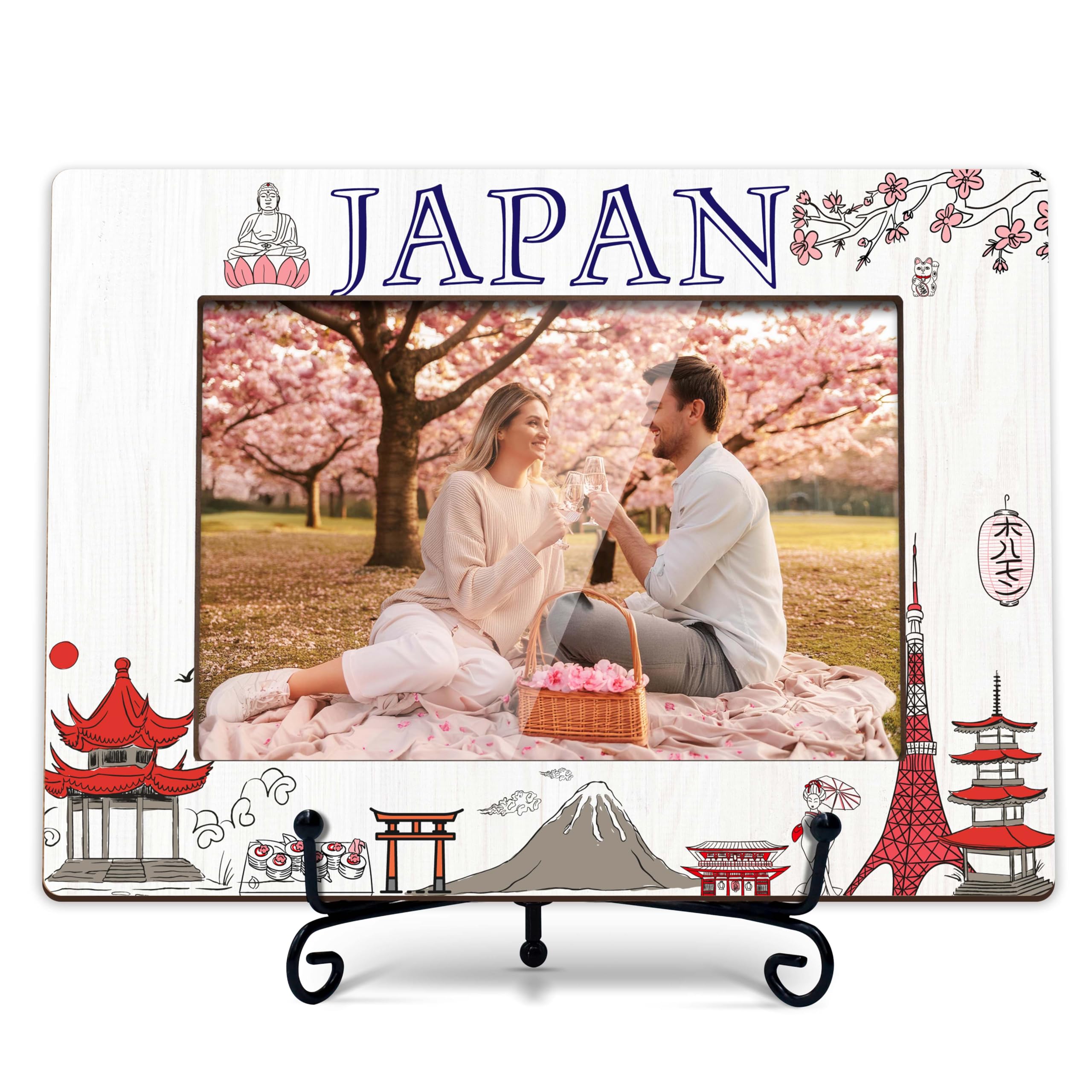 Photo 1 of TIRYWT Japan Theme Picture frame-Wedding, Engaged, Honeymoon, Vacation in Japan, 4x6 Photo Frame for Desk Display, Wooden Photo Frame -J08