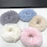 KEYRI 10 Pieces Plush Hair Scrunchies for Women Girls White Pink Blue Grey Khaki view 8