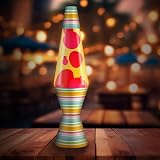 Lava Lamp 2493 Red Wax Yellow Liquid Decorative Base Cap 14.5 inch view 4