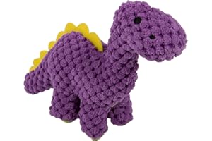 goDog Checkers Just for Me Dinos Bruto Squeaky Plush Dog Toy, Chew Guard Technology - Purple, Mini