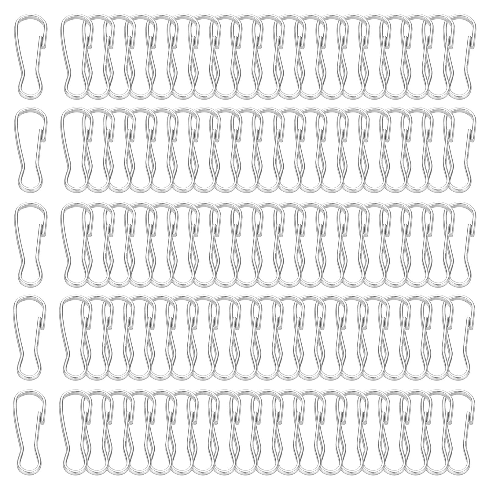 PATIKIL Lanyard Hooks, 200 Pcs 16mm Stainless Steel 304 Spring Snap Hook Metal Clips Clasp for Key Chain Key Rings ID Card Shower Curtain, Silver