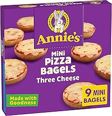Annie's Frozen Mini Pizza Bagels, Three Cheese, Snacks, 9 Ct, 6.65 oz