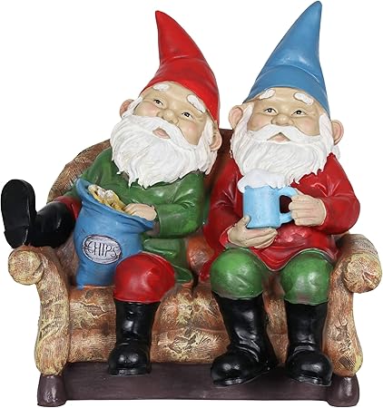 Amazon Com Exhart Funny Gnomes Couch Potatoes Silly Solar