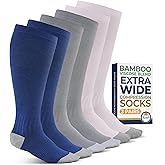 Pembrook 3 Pairs Plus Size Compression Socks Wide Calf - Bamboo Viscose Compression Socks for Women Wide Calf