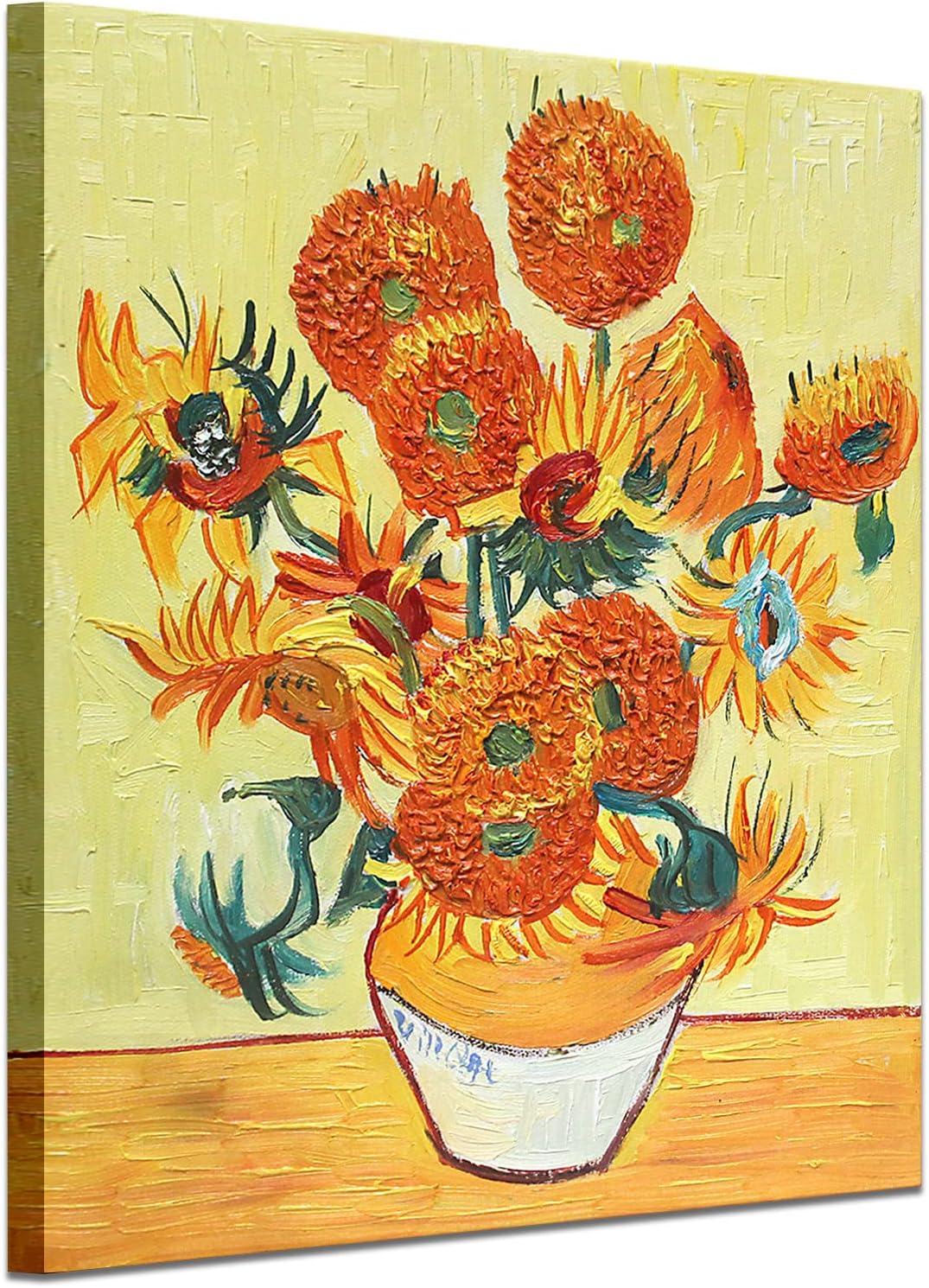 Paintings - Wall Art Oil Paintings - Hand Painted Vincent Van Gogh Art Works Reproduction Wall Decor Modern Indoor Framed Canvas Decorative Paintings Ready to Hang for Living Room Dining Bedroom Office (Sunflower/12x16in)
