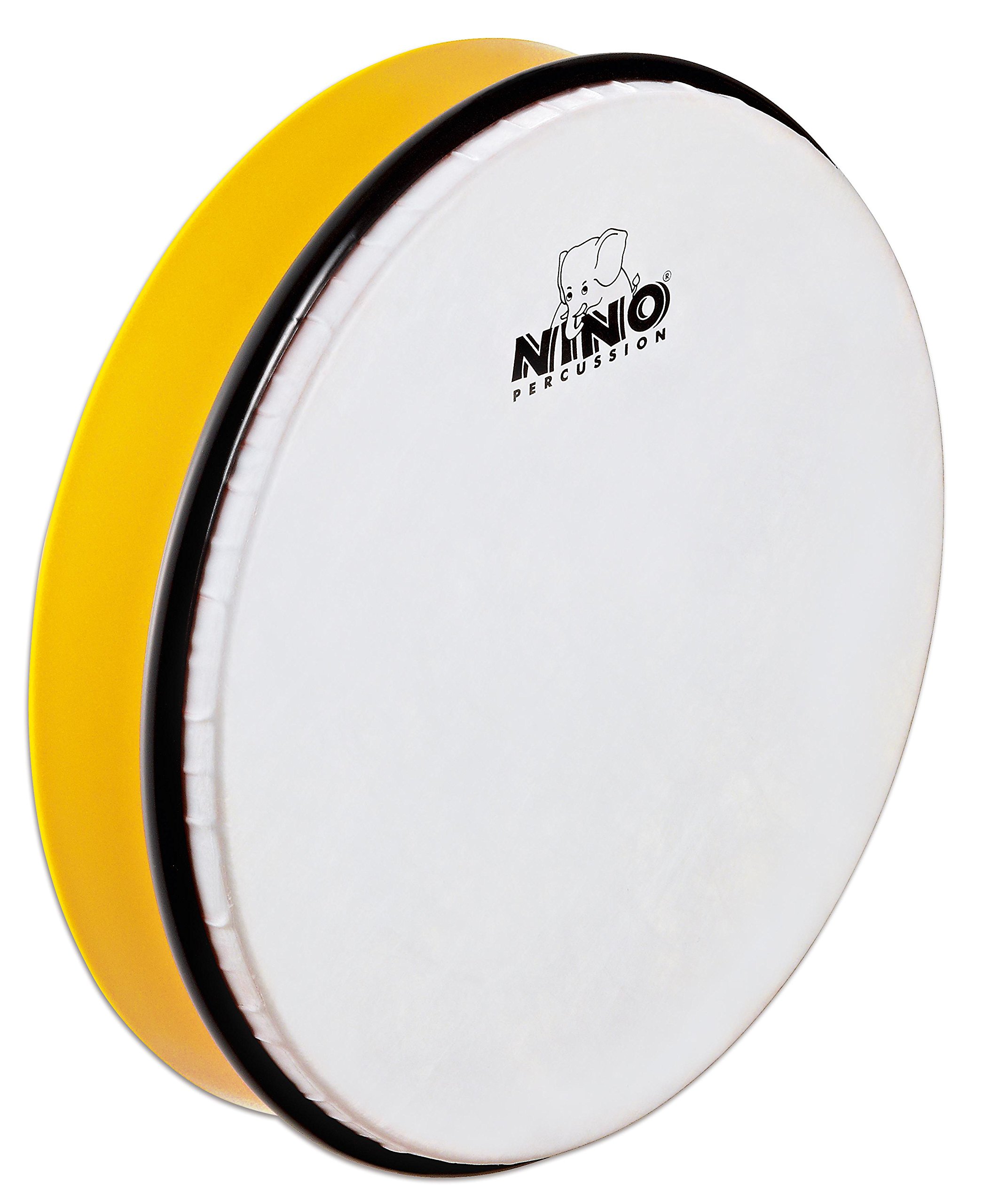 Nino Percussion Hand Drum Instrument - Large Hand drum for Children from 5 Years - Diameter 10 inch (ca. 25 cm) - Plastic, Yellow (NINO5Y)