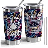 CWEGSJ Bowling Gift This is How I Roll 20oz Tumbler with Lid and Straw Bowling Nutrition Facts Travel Cup Bowling Lover Gift Bowling Team Gifts (Bowling Nutrition Facts)